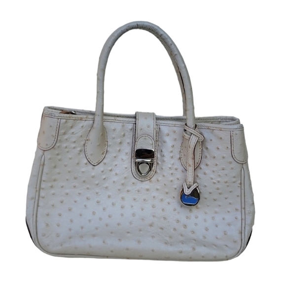 Dooney & Bourke Handbags - Dooney & Bourke Ostrich Embossed Leather Shoulder Purse Handbag Crossbody  Beige